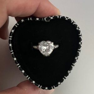 Brighton Swarovski Crystals Heart Silver Ring - Size 6